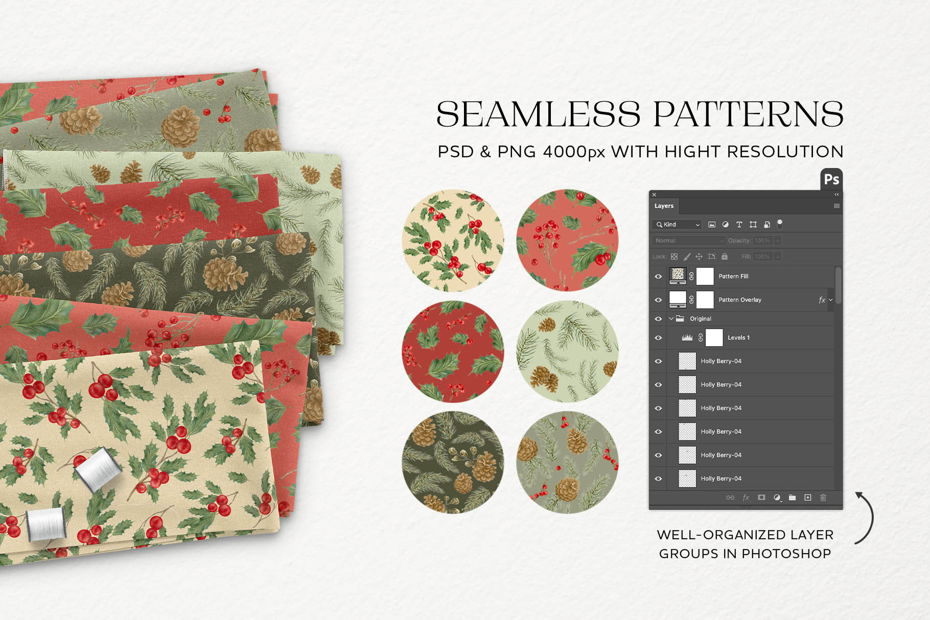 Christmas Patterns Collection (PNG, PAT Format)