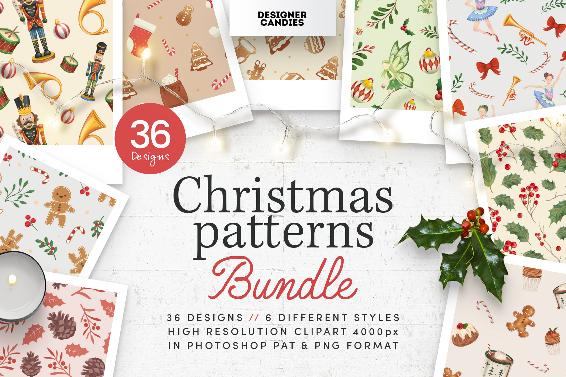 Christmas Patterns Collection (PNG, PAT Format)