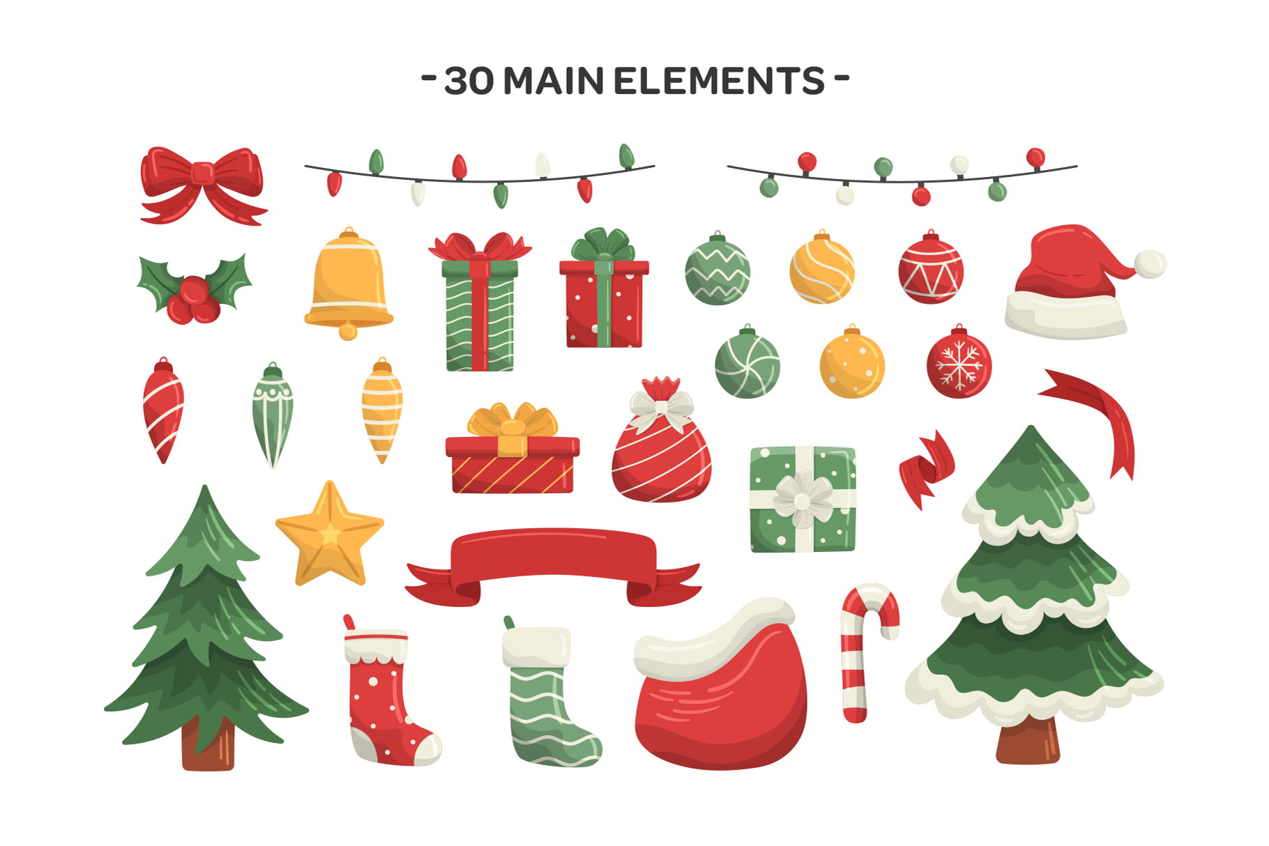 Christmas Vector Illustrations Set (Ai, EPS, PNG Format)