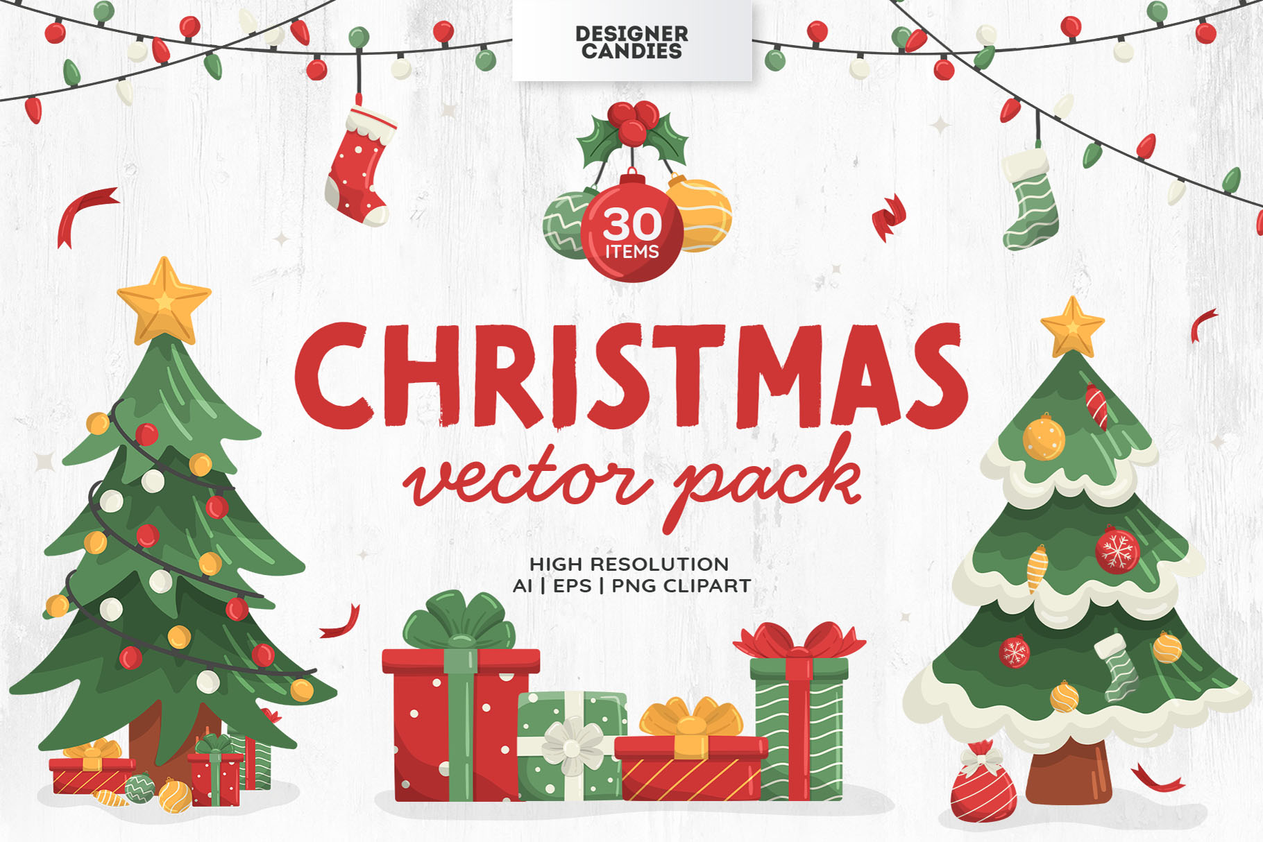Christmas Vector Illustrations Set (Ai, EPS, PNG Format)