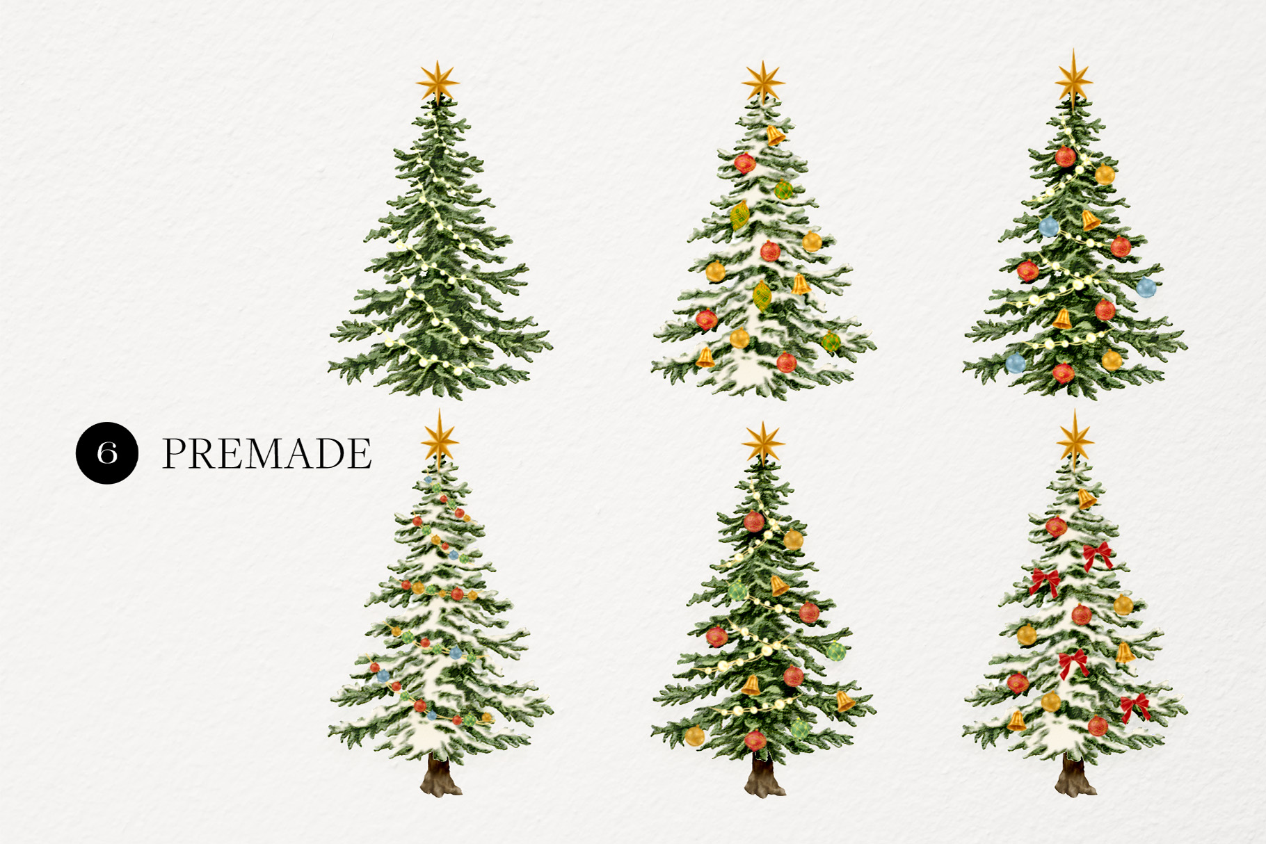 Christmas Watercolor Decorations (PSD, PNG Format)