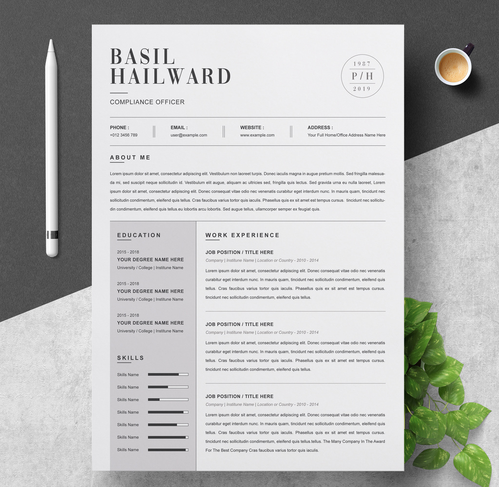 Clean and Professional Resume Layout (AI Format)