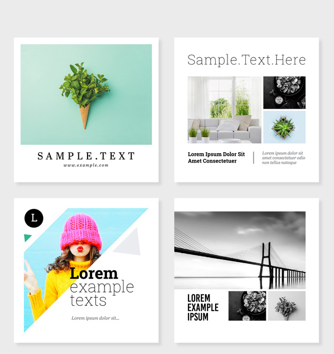 Colorful Social Media Post Set with Abstract Designs Layout (AI Format)