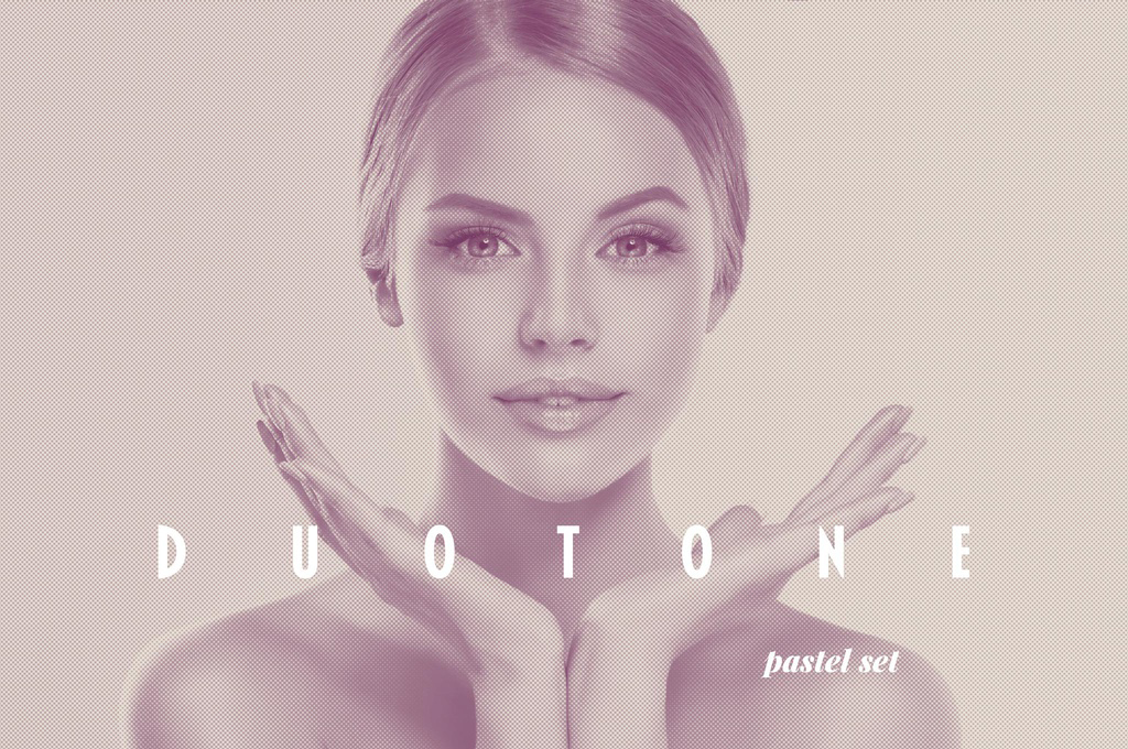 Duotone Photo Effect Mockup with Halftone Overlay (PSD Format)