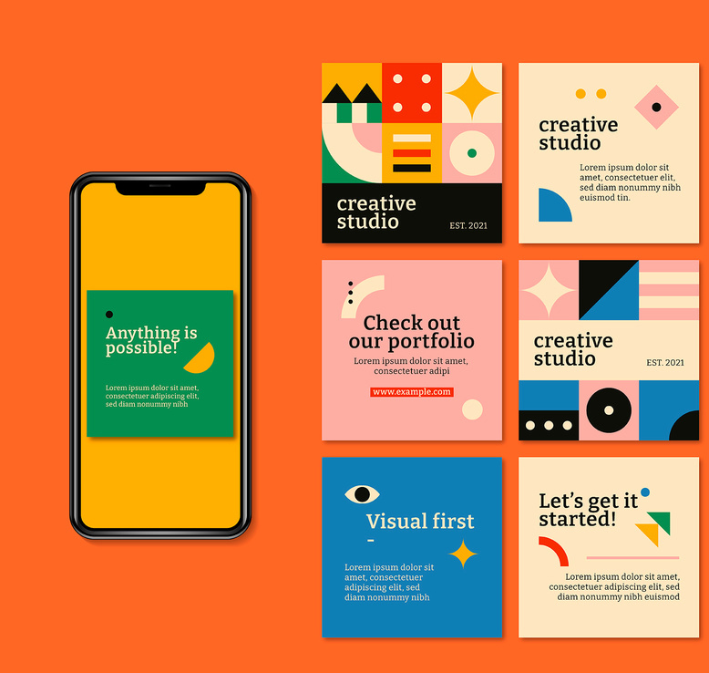 Editable Layout in Bauhaus Design Set (AI Format)
