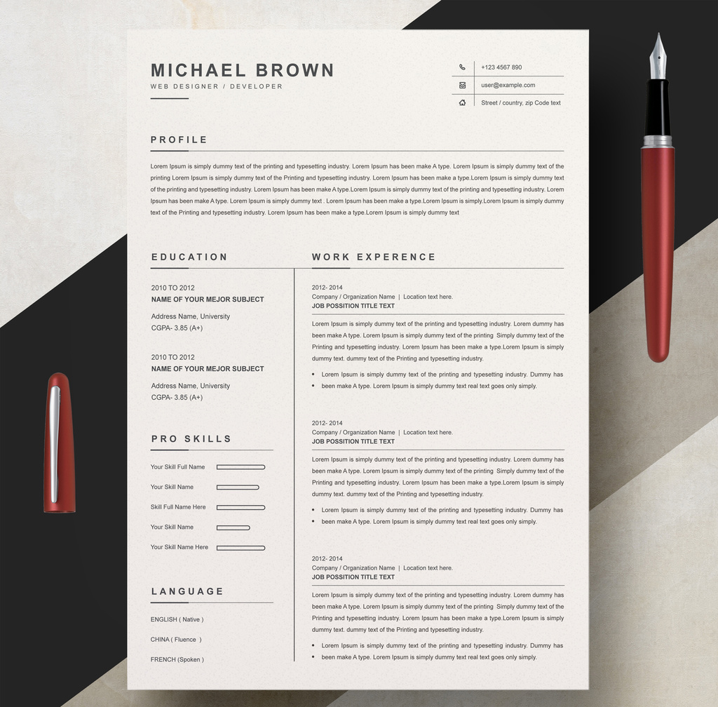 Minimalist Resume Layout (AI Format)