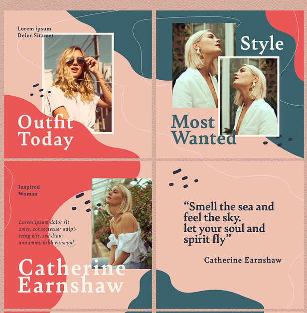 Organic Fashion Social Media Puzzle Post Layout (AI Format)
