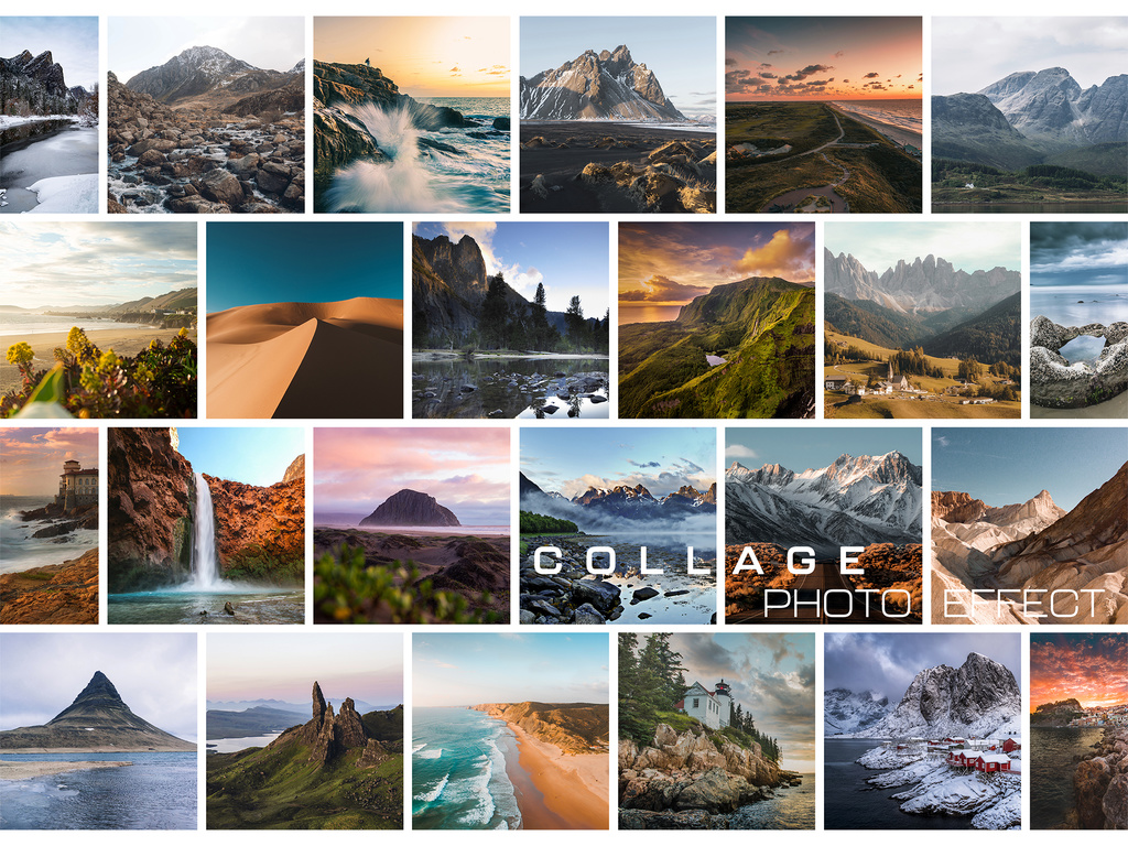 Photo Collage Frame Effect Mockup (PSD Format)