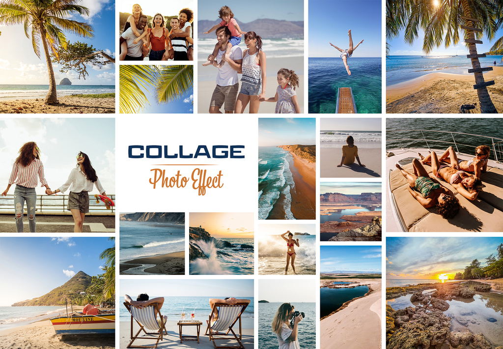Photo Collage Frame Effect Mockup (PSD Format)