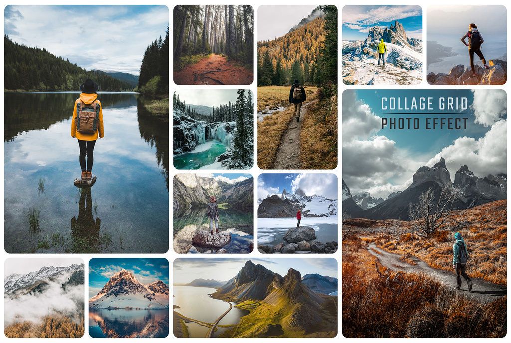 Photo Collage Frame Effect Mockup (PSD Format)