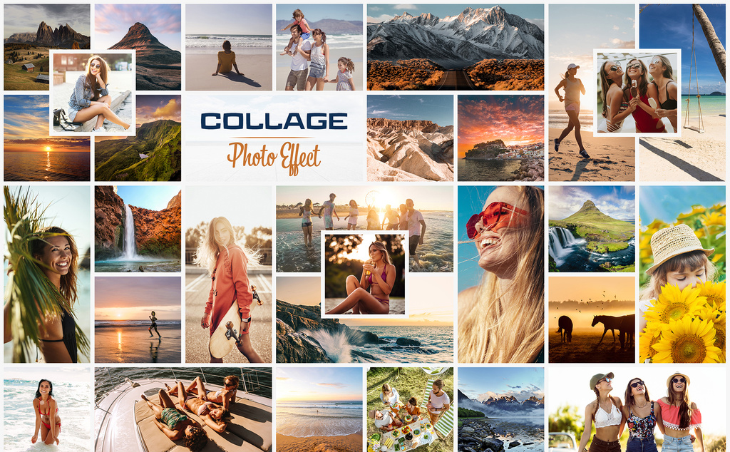 Photo Collage Frame Effect Mockup (PSD Format)