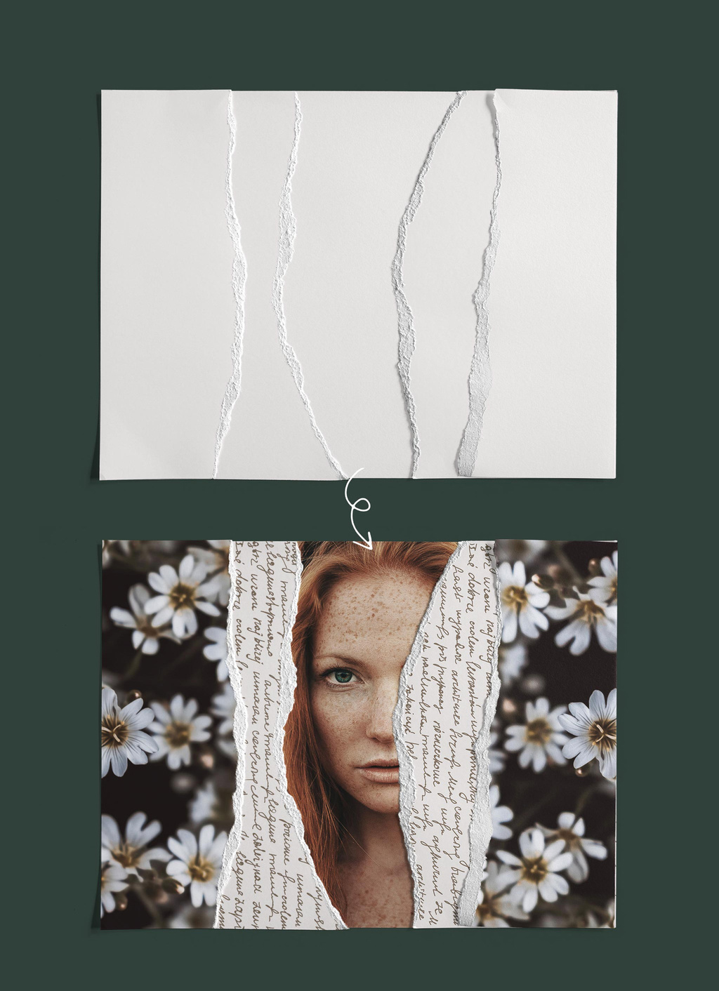 Realistic Torn Paper Photo Collage Mockup (PSD Format)