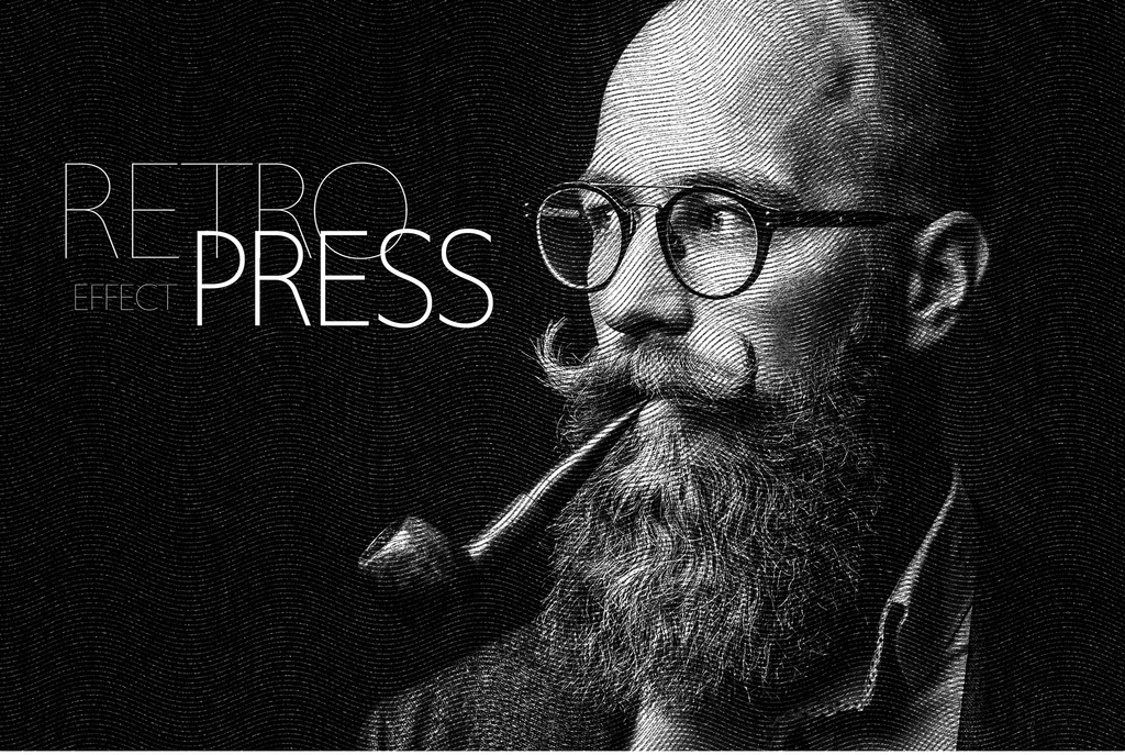 Retro Press Effect Mockup (PSD Format)