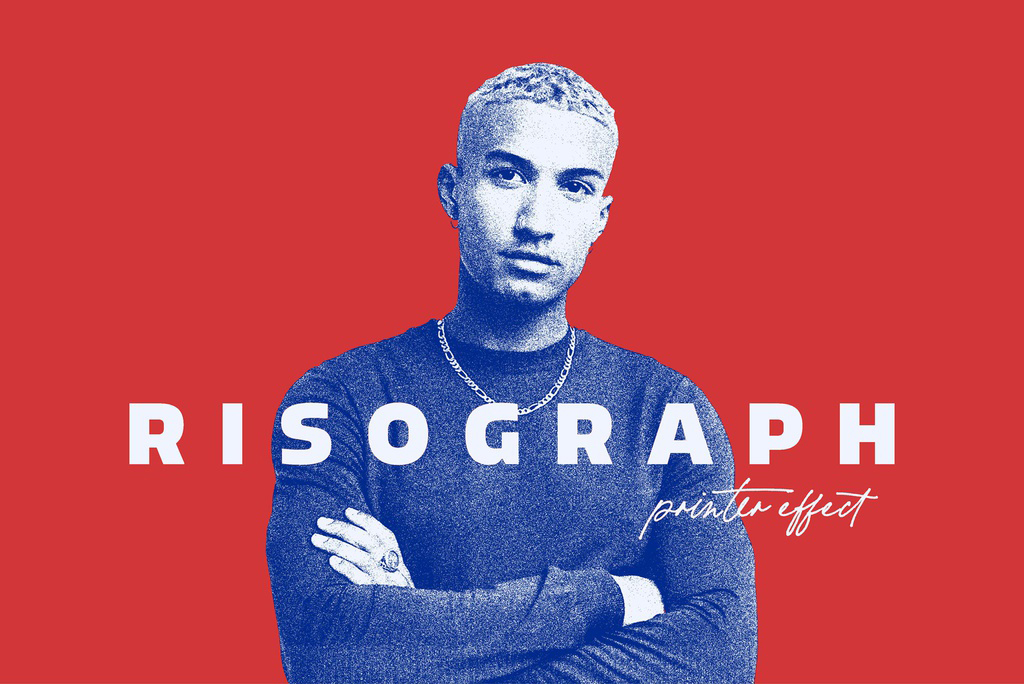 Risograph Printing Halftone Effect Mockup (PSD Format)