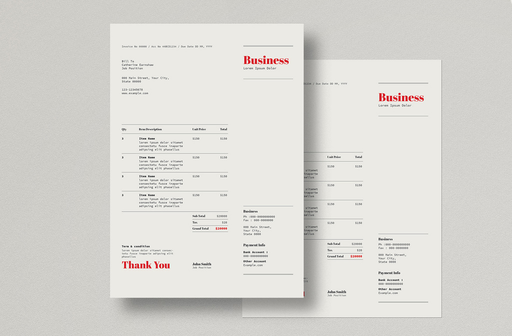 Simple Invoice Layout (AI Format)