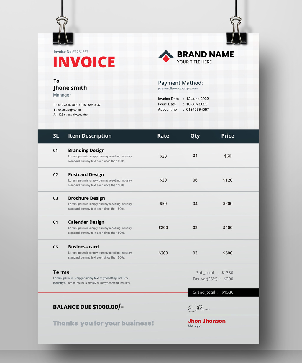 Minimal Invoice Layout (AI Format)