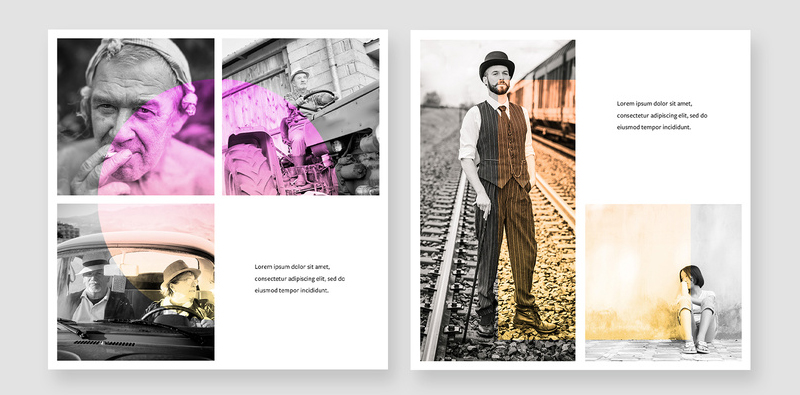 Simple Photo Collage Posts with Colored Overlays (PSD Format)