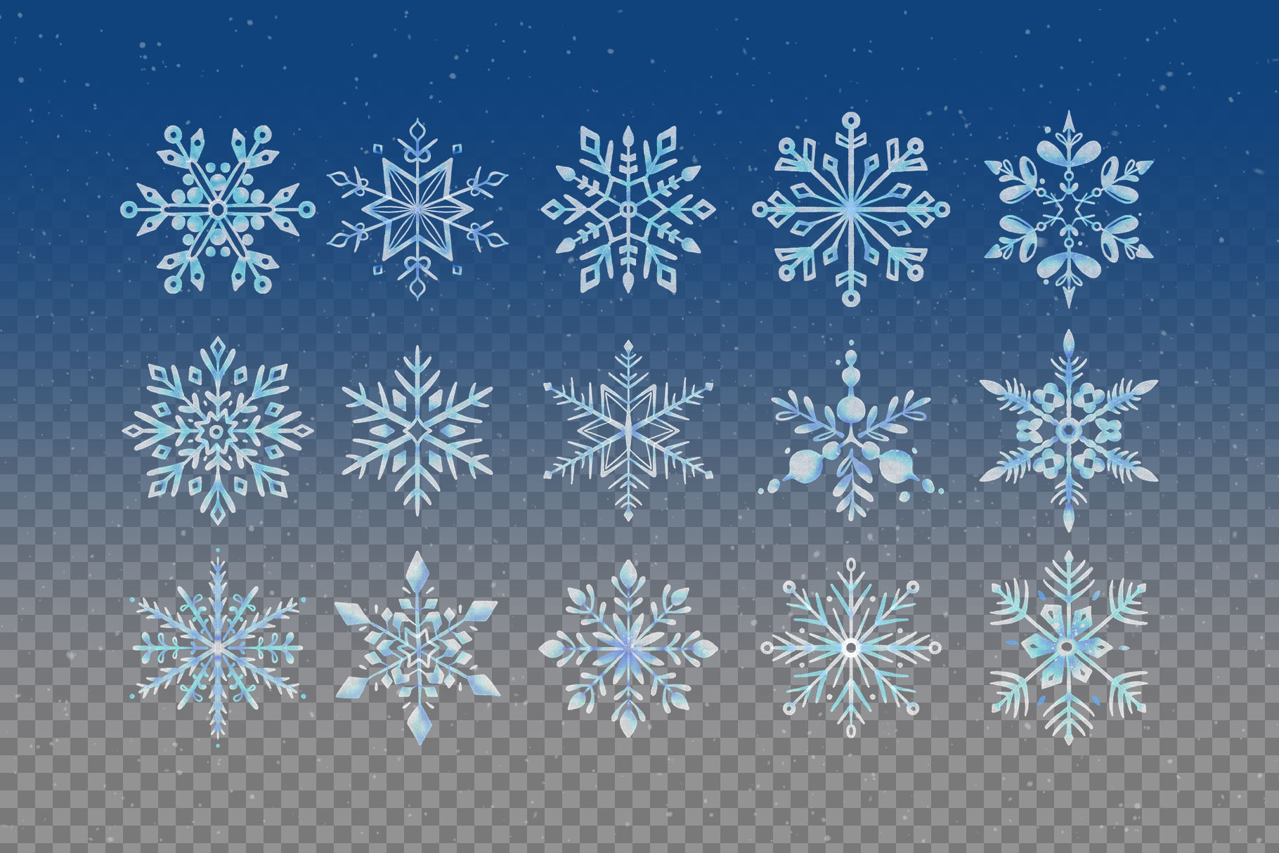 Snowflake Clipart Illustrations (PSD, PNG Format)