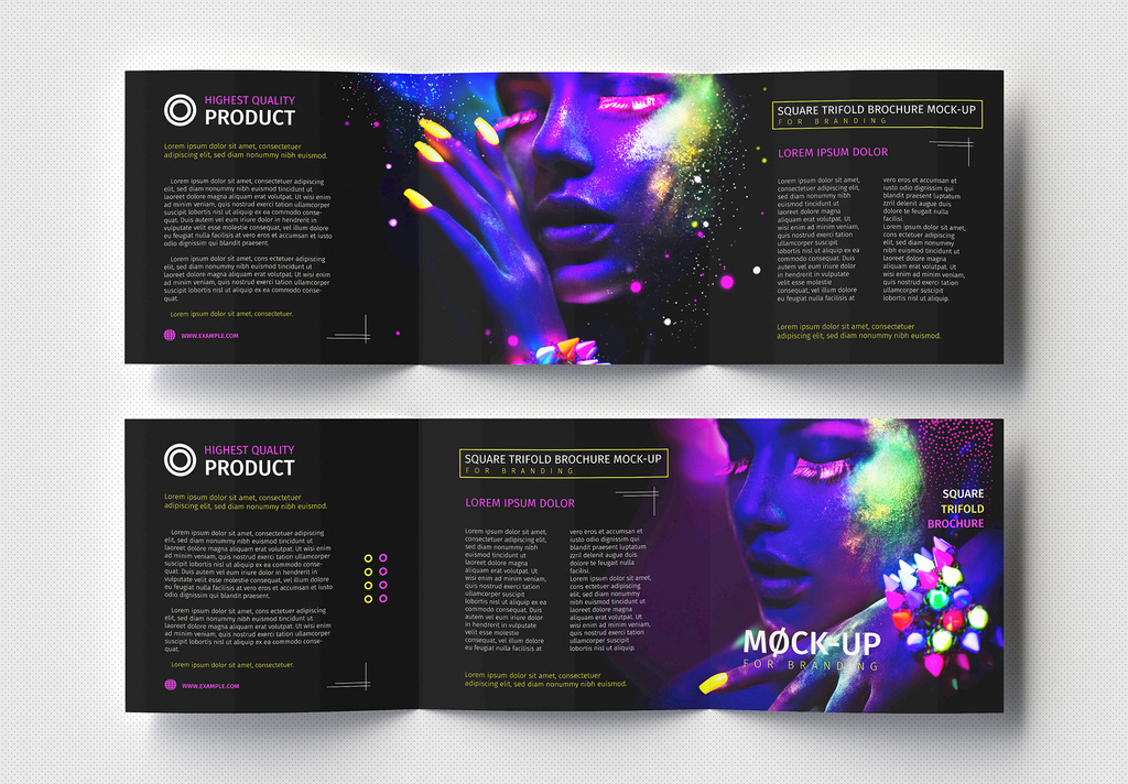 Square Trifold Mockup (PSD Format)