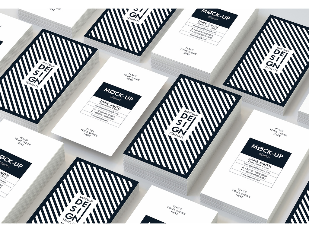 Vertical Business Cards Mockup on Gray Background (PSD Format)