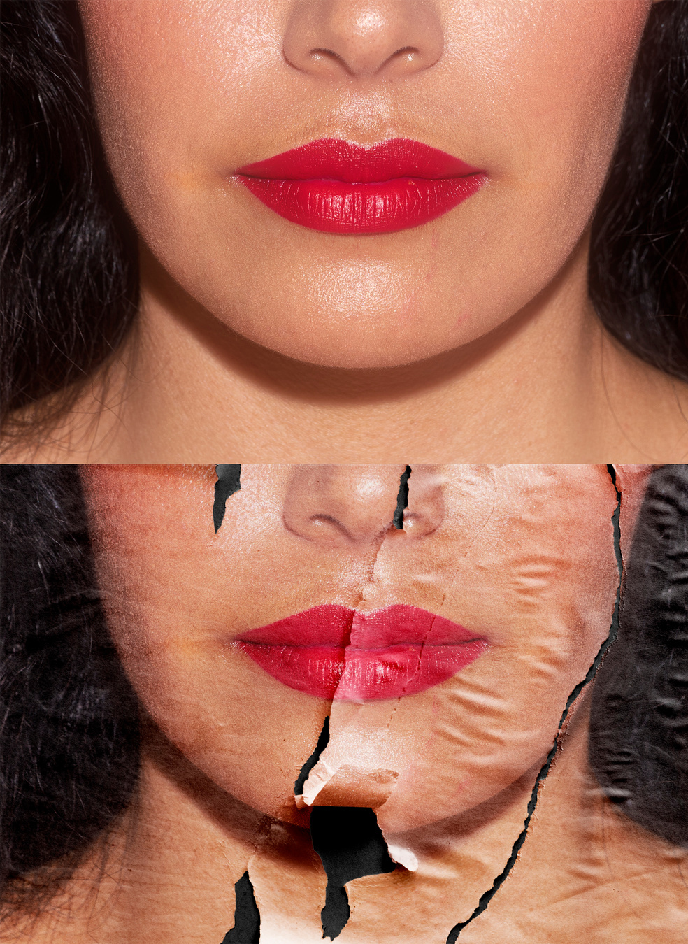 Woman with Ripped Paper Texture Effect (PSD Format)