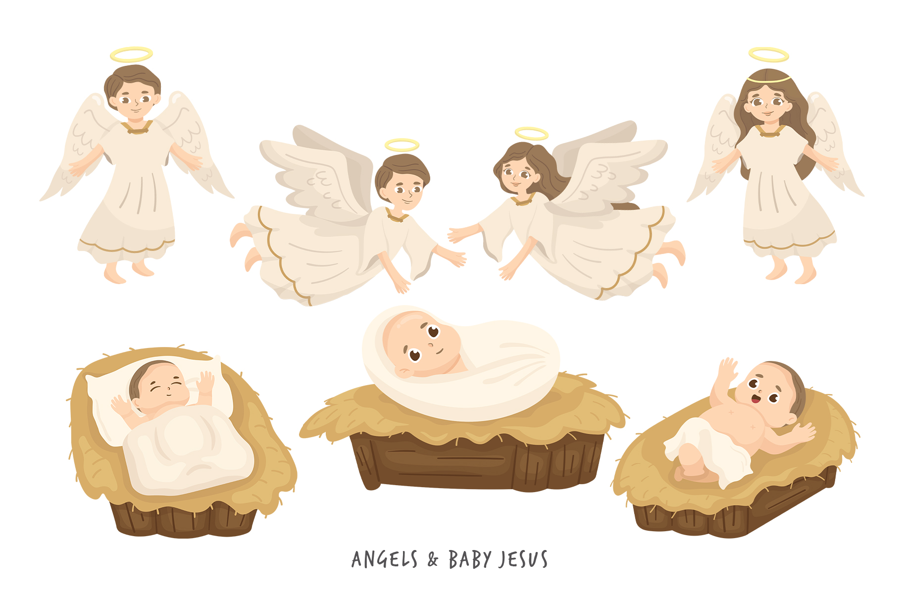 Christmas Nativity Vector Illustrations (AI, EPS, PNG, PAT Format)