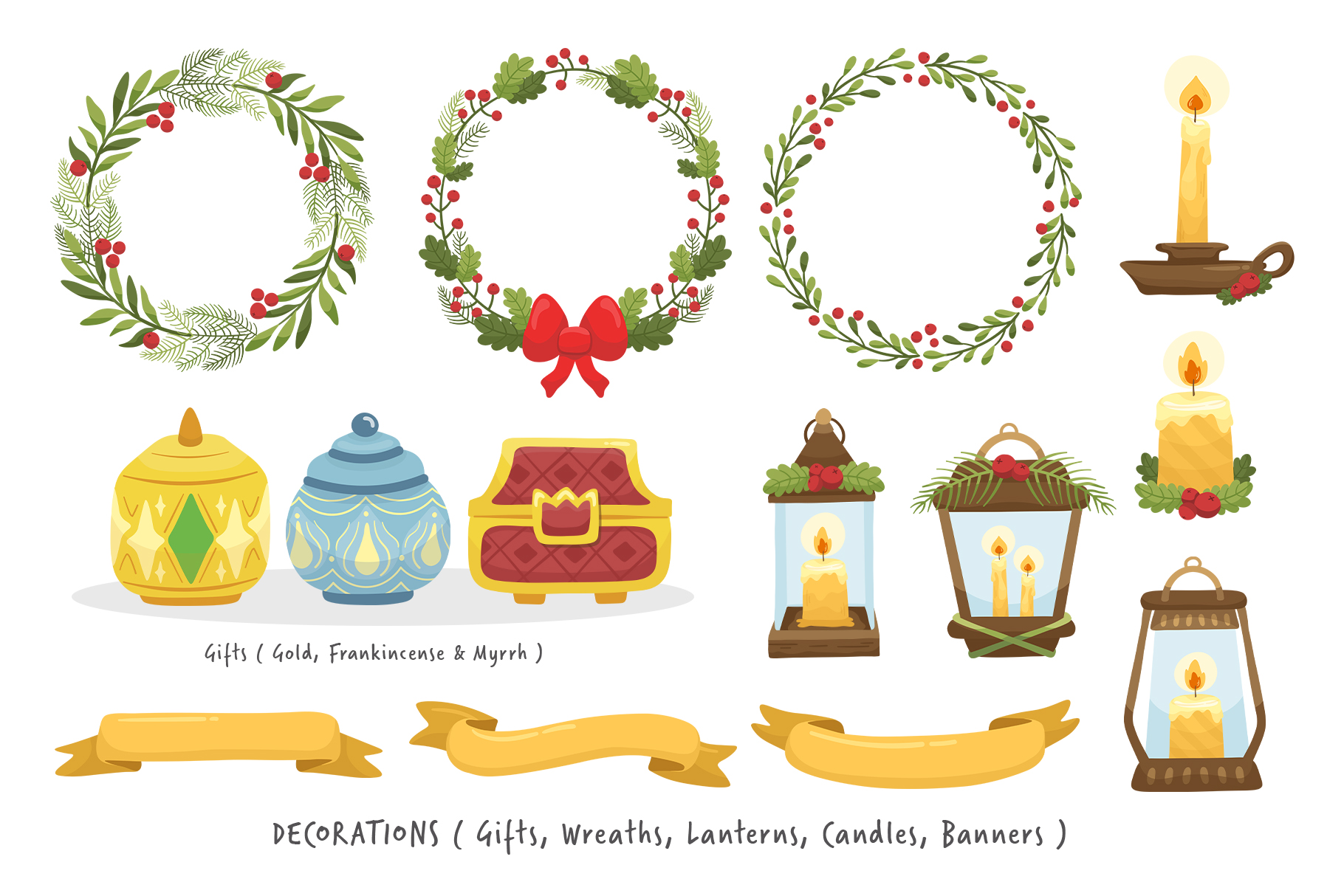 Christmas Nativity Vector Illustrations (AI, EPS, PNG, PAT Format)