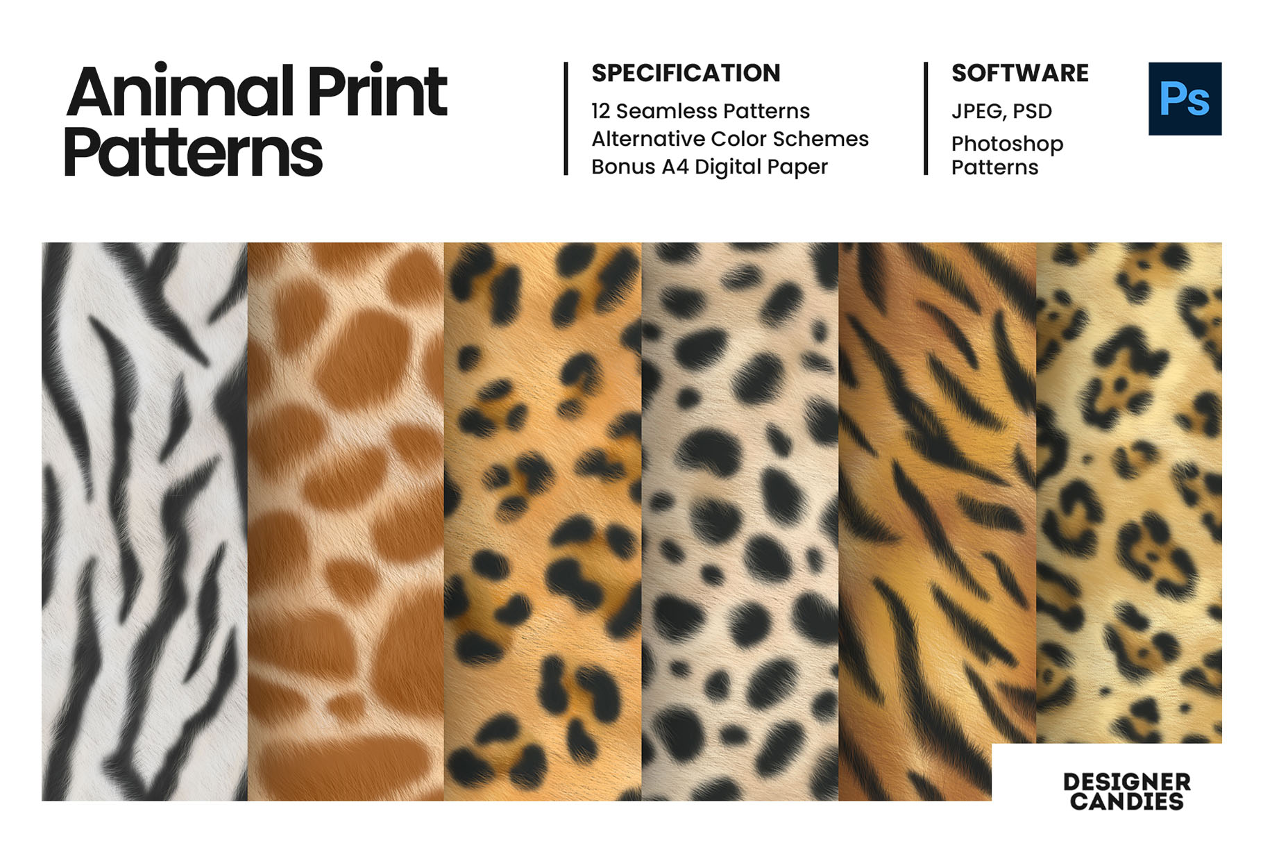 Animal Patterns (PSD, PAT, JPEG Format)