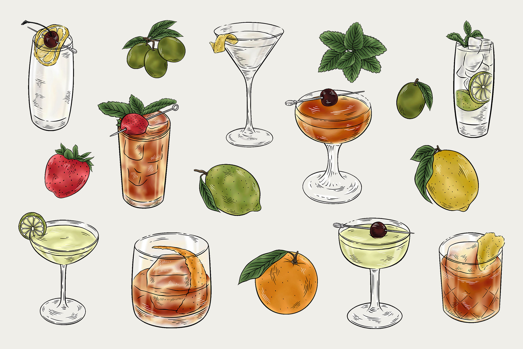 Cocktail Clipart Illustrations (PSD, PNG Format)