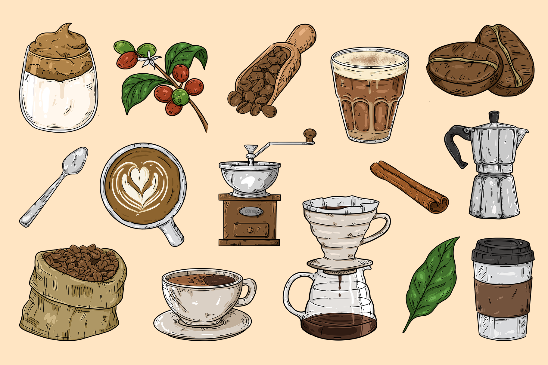 Coffee Clipart Illustrations (PSD, PNG Format)