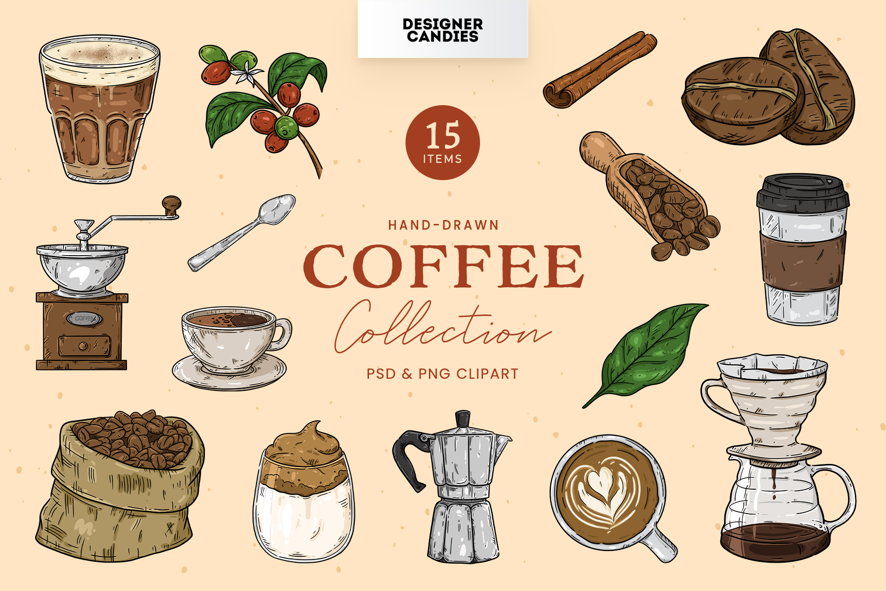 Coffee Clipart Illustrations (PSD, PNG Format)