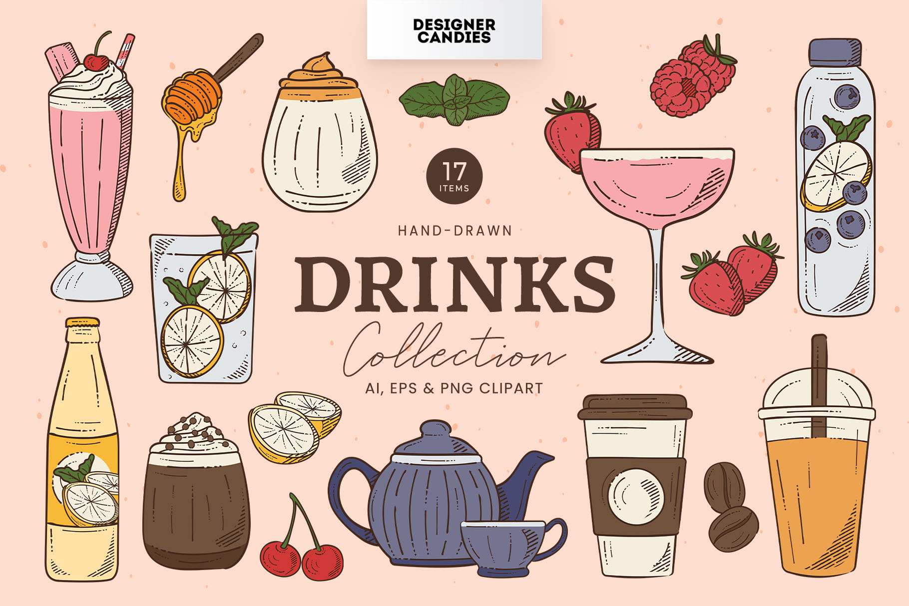 Drinks Illustrations (AI, EPS, PNG Format)