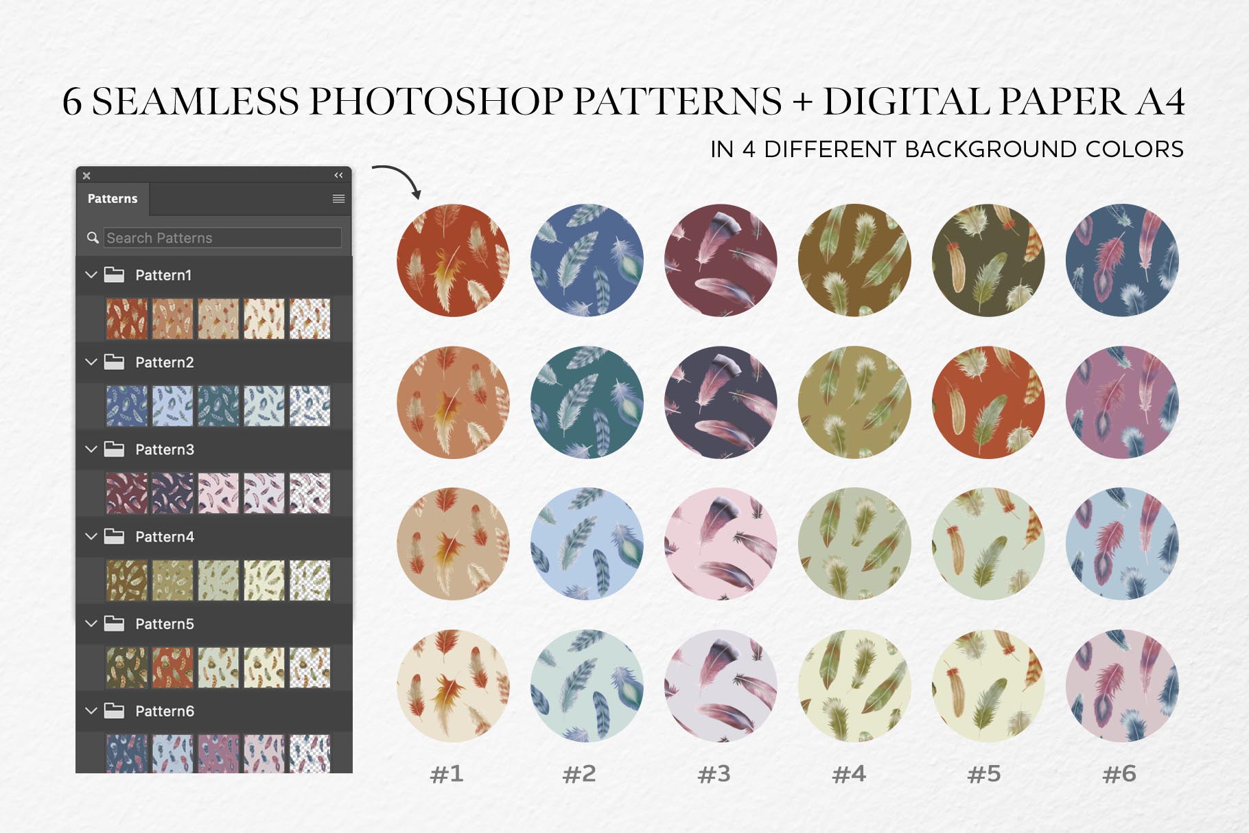 Feathers Watercolor Clipart (PSD, PNG, PAT Format)