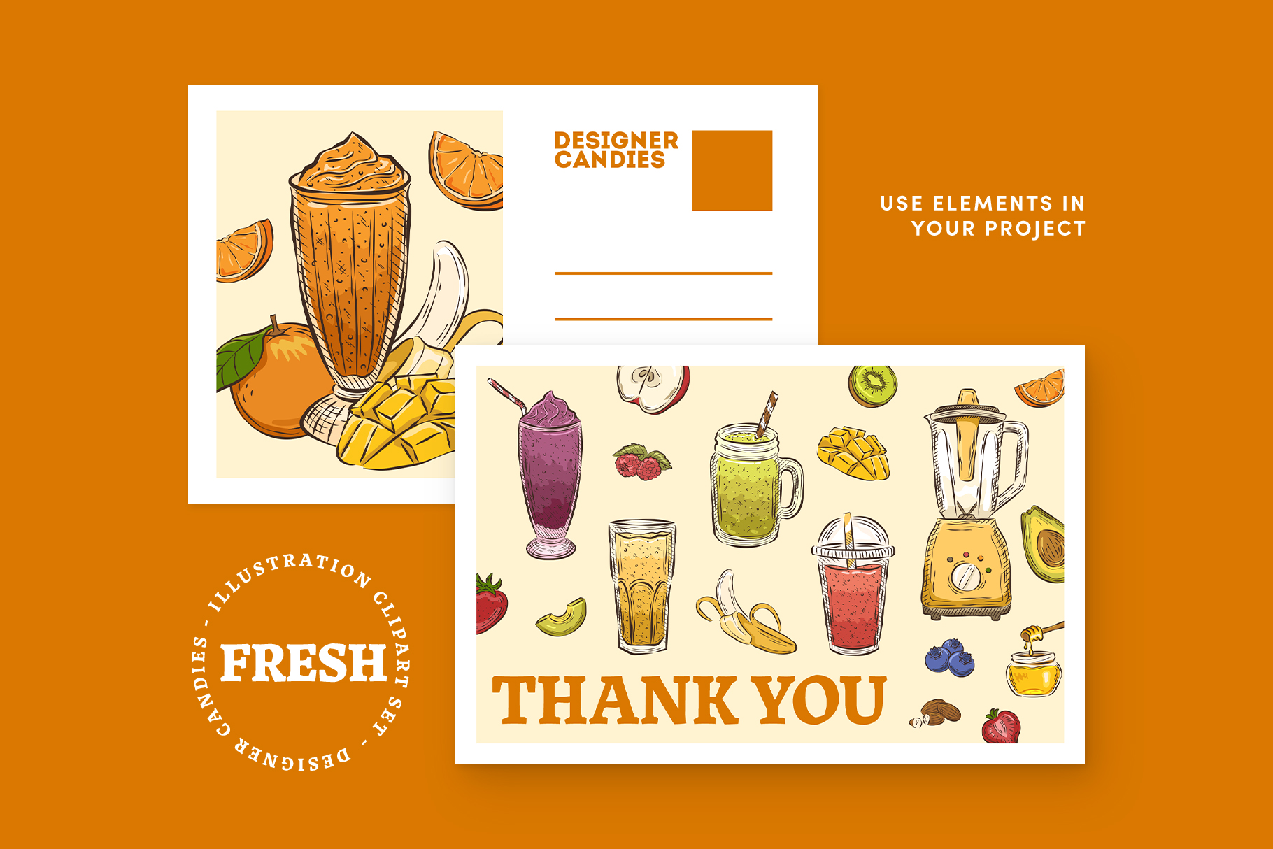 Fruit Smoothies Illustrations (EPS, AI, PNG Format)