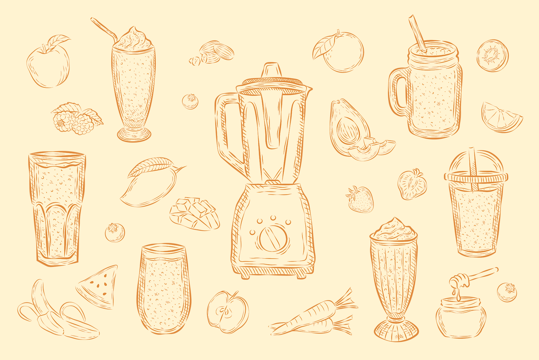 Fruit Smoothies Illustrations (EPS, AI, PNG Format)