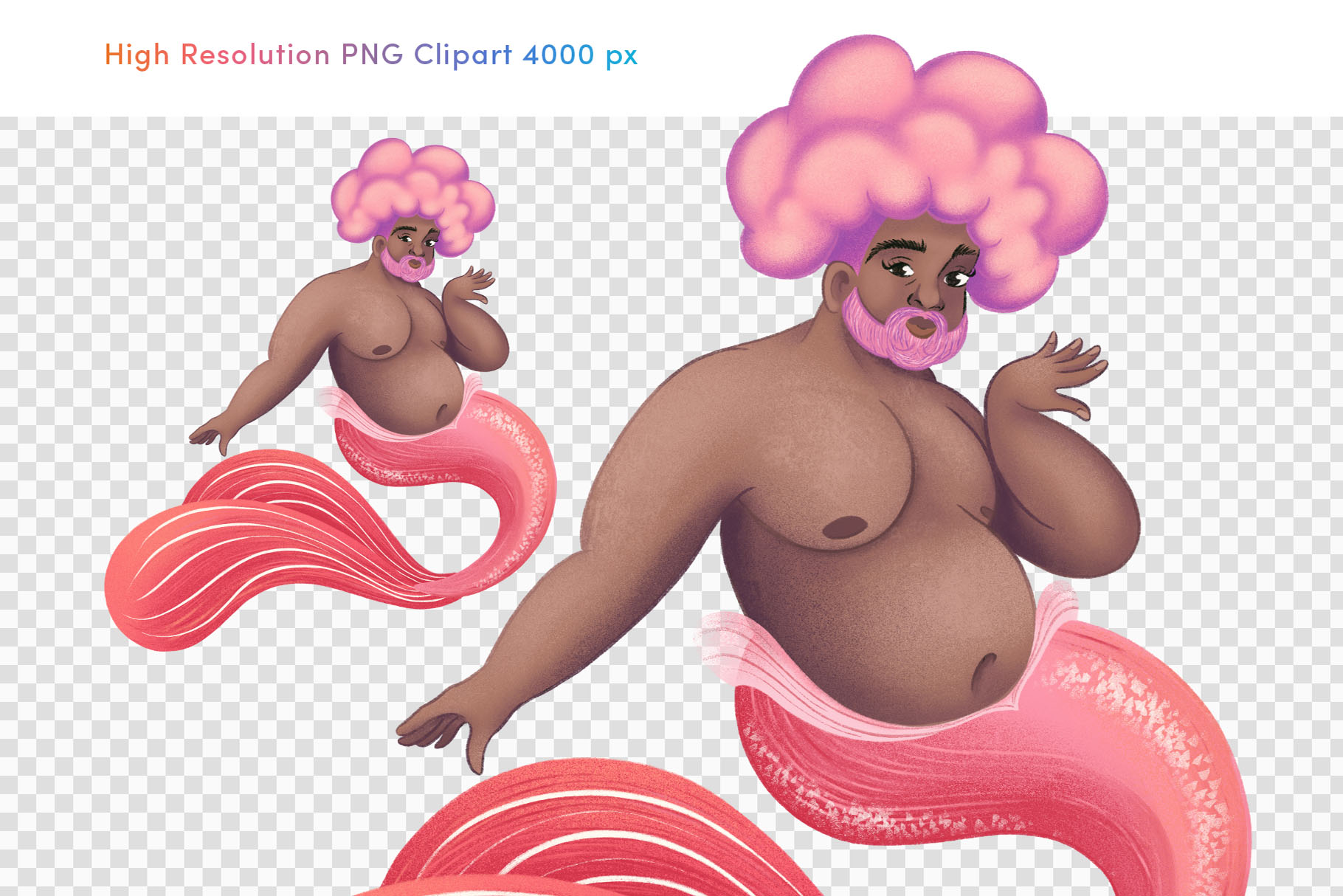 Mermen Clipart Illustration Pack (PSD, PNG Format)
