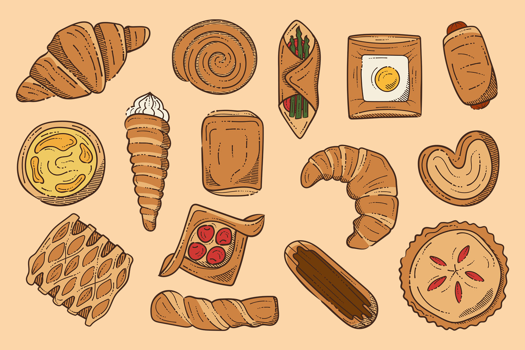 Pastries Illustrations (EPS, AI, PNG Format)