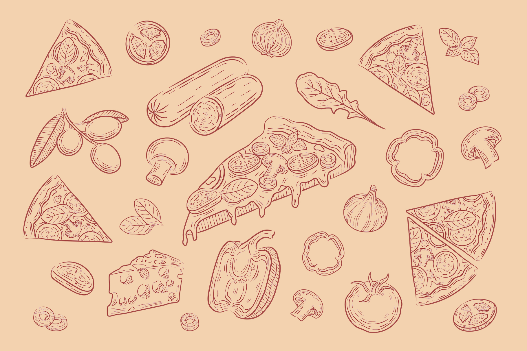 Pizza Illustrations (AI, EPS, PNG Format)
