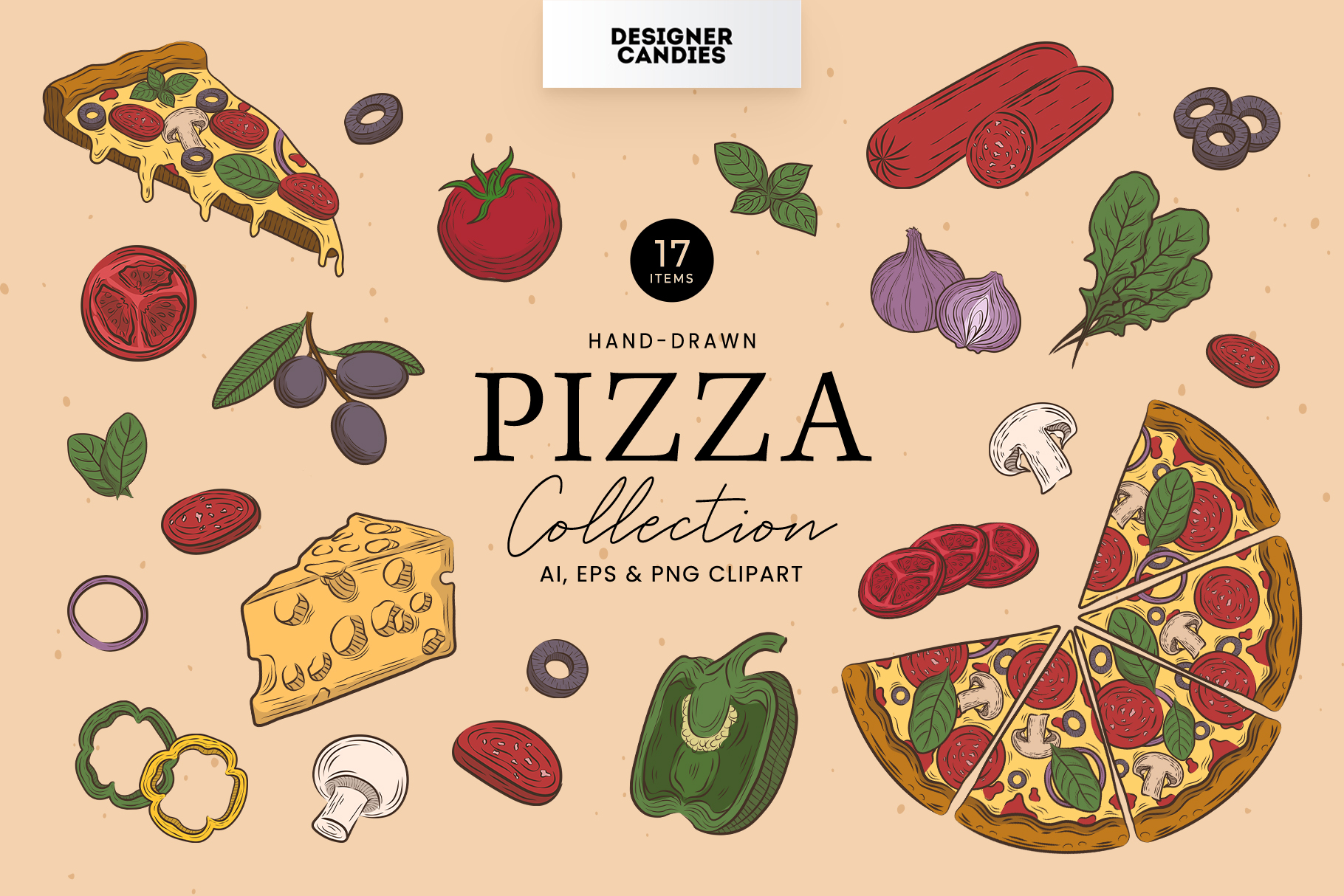 Pizza Illustrations (AI, EPS, PNG Format)