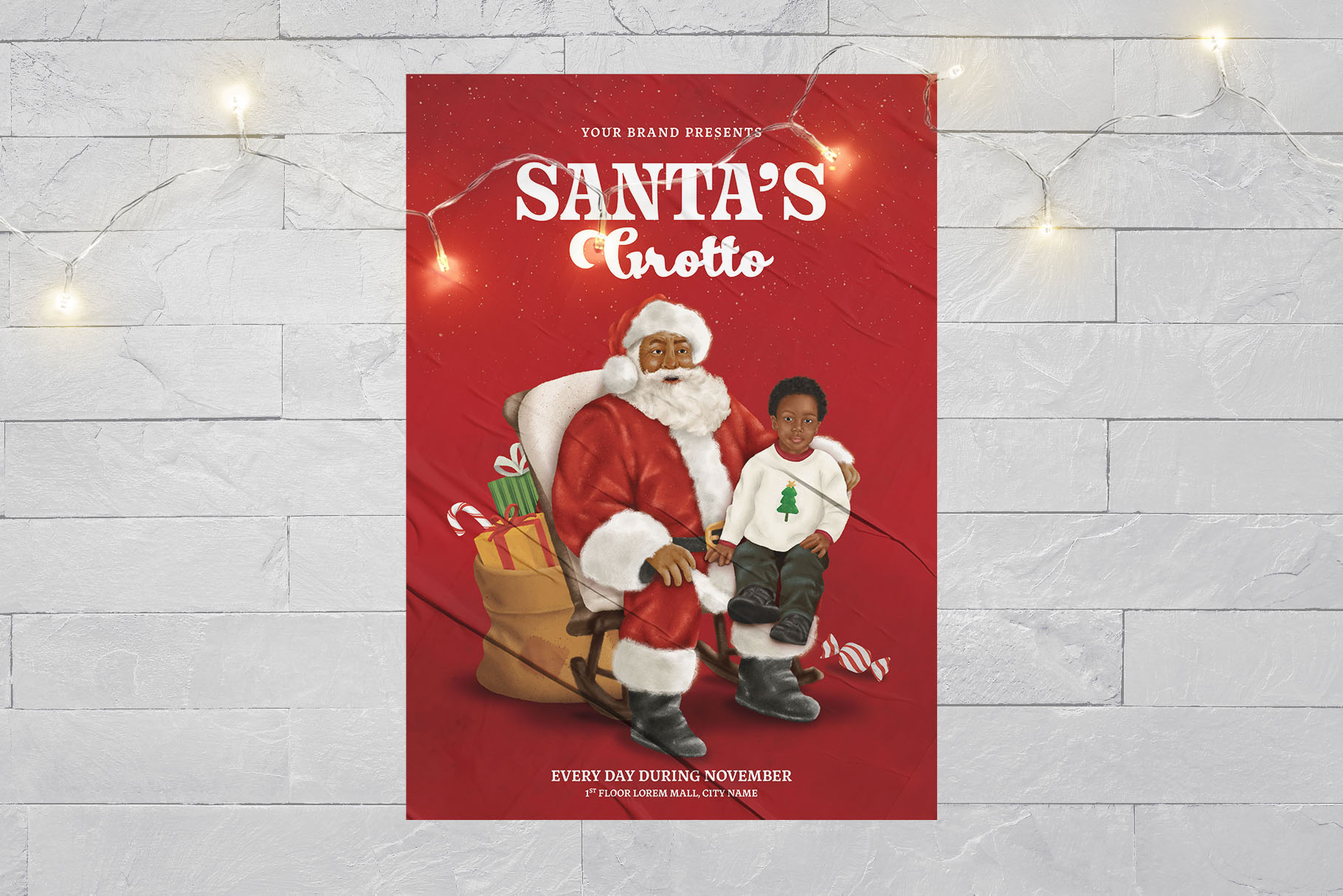 Santa & Child Clipart Illustration (PSD, PNG Format)