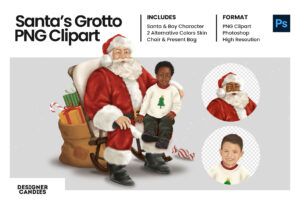 Santa & Child Clipart Illustration (PSD, PNG Format)