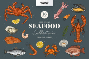Seafood Clipart Illustrations (PSD, PNG Format)