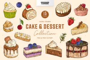 Cakes and Dessert Clipart Illustration (PSD, PNG Format)