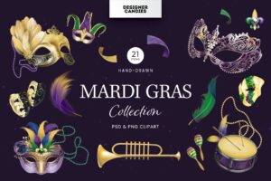 Mardi Gras Clipart Illustrations (PSD, PNG Format)