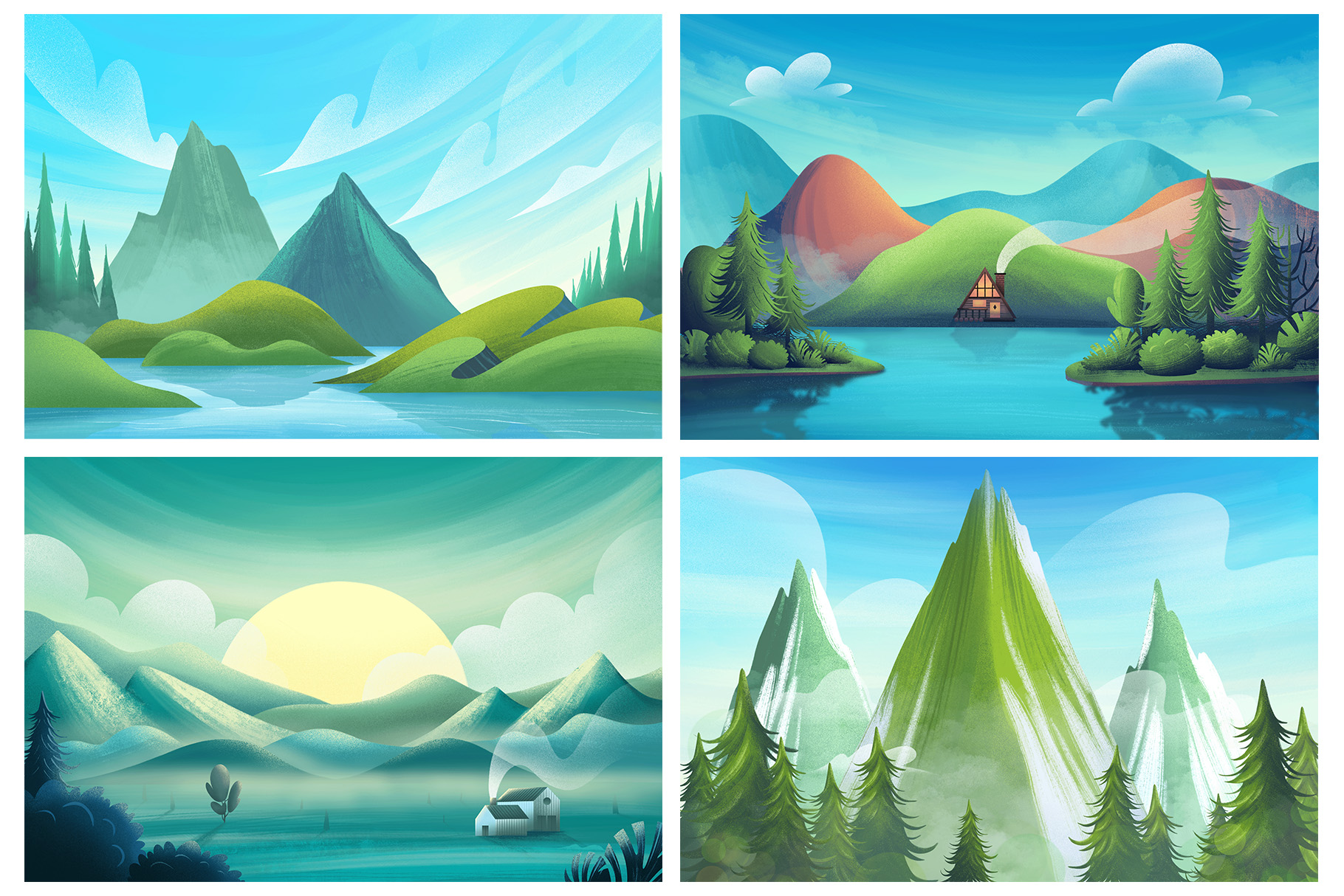 Mountain Backgrounds Pack (PNG, JPEG Format)
