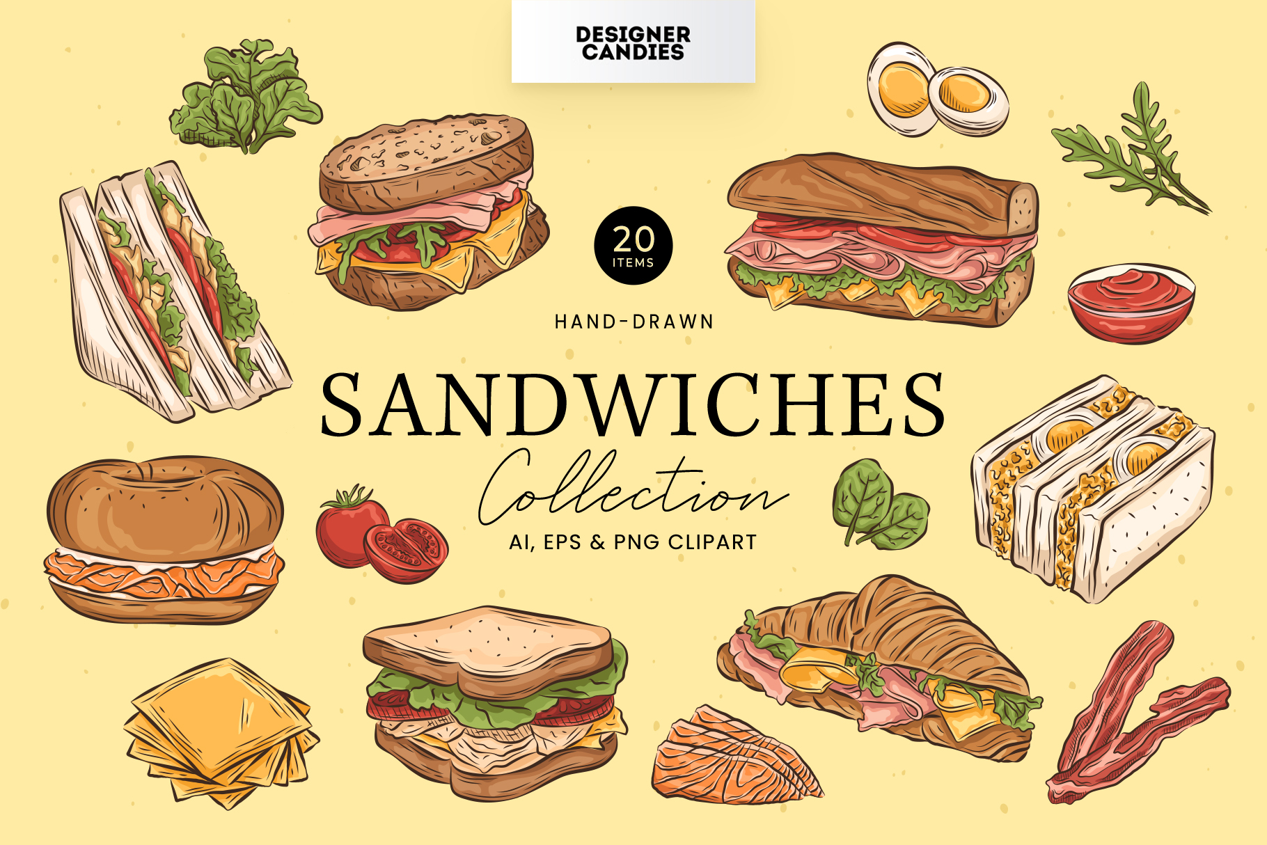 Sandwich Illustrations (PNG, AI, EPS Format)