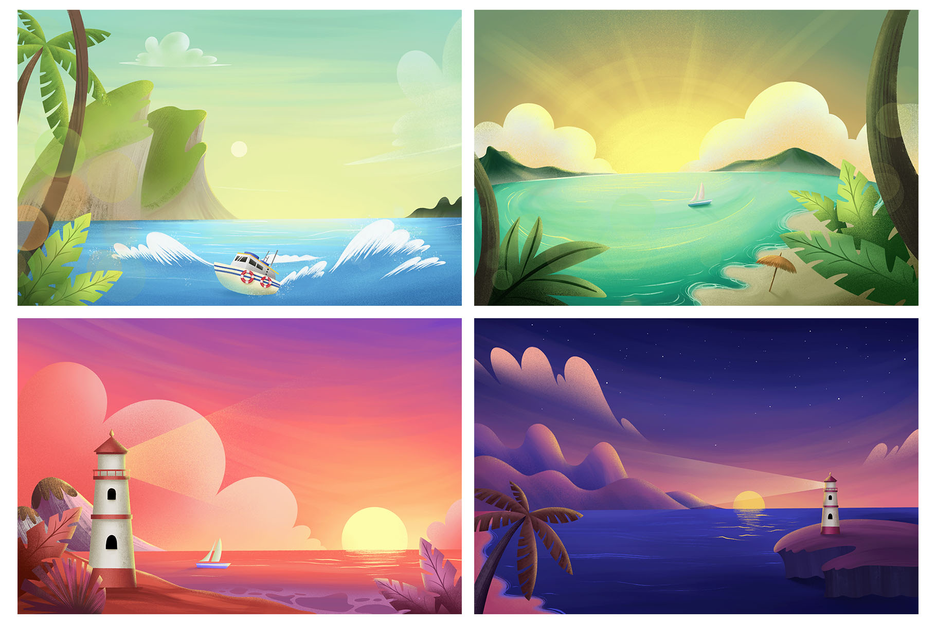 Seascape Background Illustrations (PNG, JPEG Format)