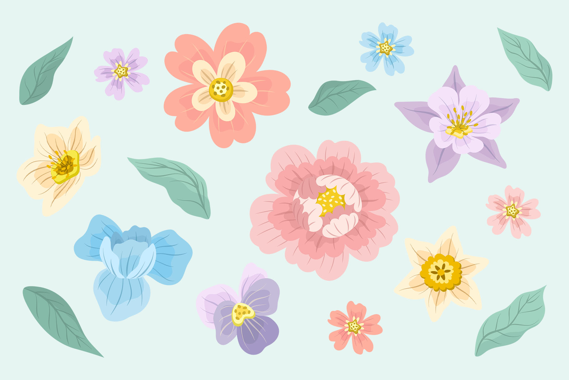 Springtime Flower Illustrations (AI, EPS, PNG Format)