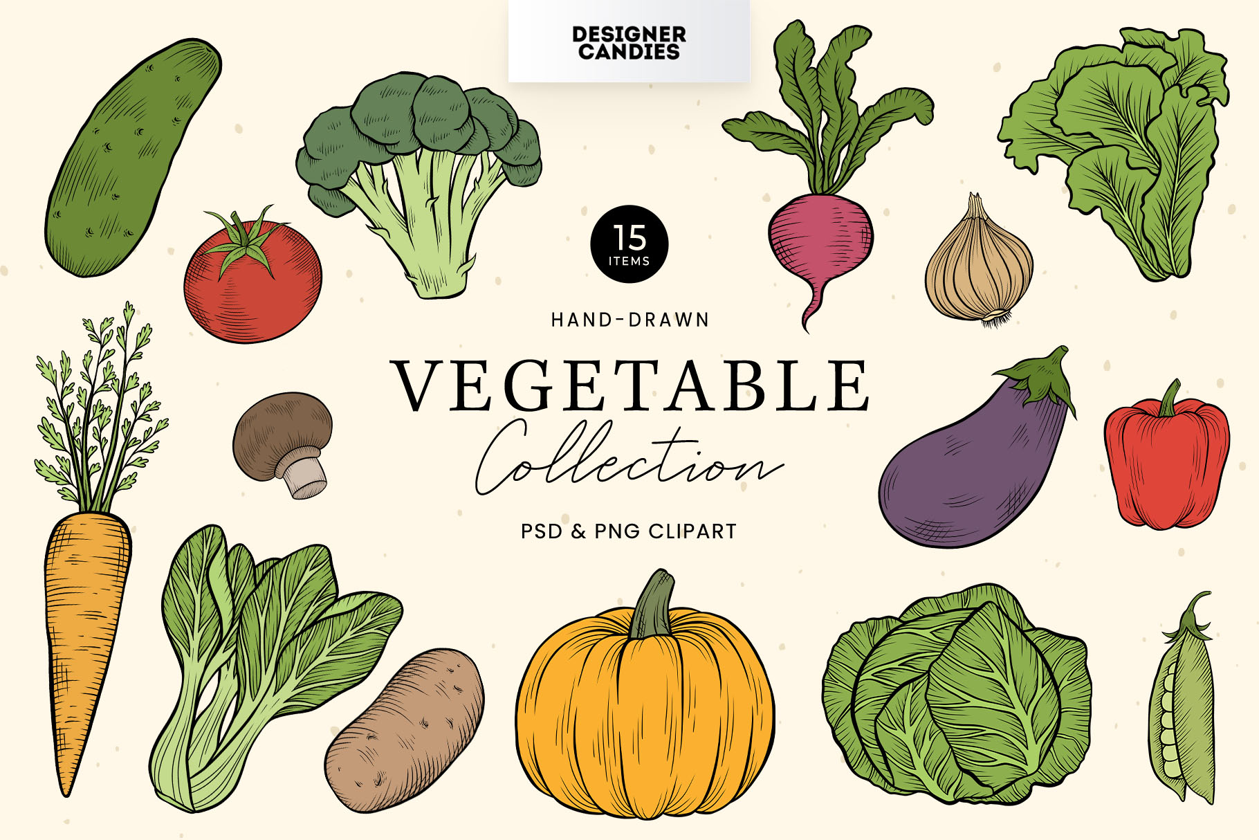 Vegetable Clipart Illustrations (PSD, PNG Format)
