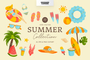 Summer Travel Illustrations (AI, EPS, PNG Format)